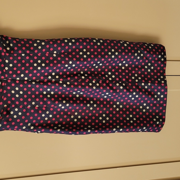 Betsey Johnson silk navy polka-dot halter dress. SZ 8 - Picture 10 of 15